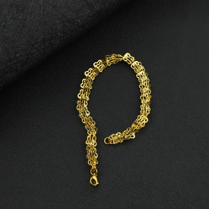 Gold Stainless Steel Interlink Chain Bracelet high quality